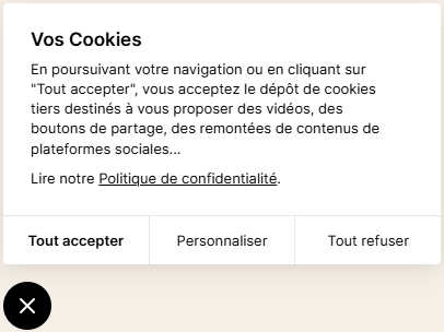 Popup de paramétrage des cookies du site Dr. Ziane